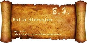 Balla Hieronima névjegykártya